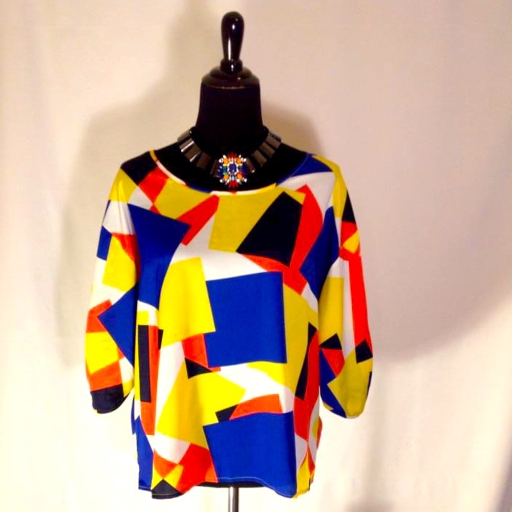 My story color block blouse Plus size